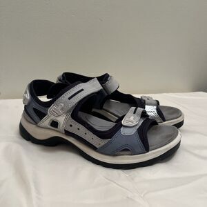 ECCO Offroad Women’s Nubuck Outdoor Strappy Sandal, Gray/Blue- Women’s 9